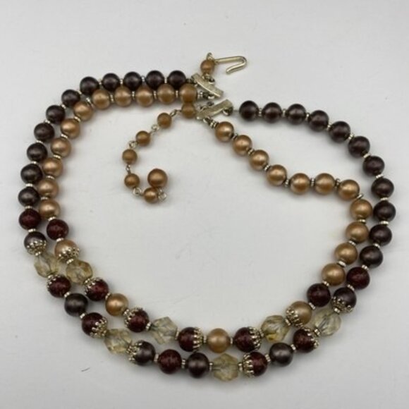 Lot 6 Vintage Style Statement Necklaces Bronze Gold Faux Pearl Beaded Boho Layer - Picture 12 of 14